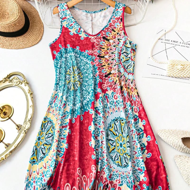 🌸 Summer Breeze Sleeveless A-Line Dress – Lightweight, Breathable & Flattering Everyday Comfort