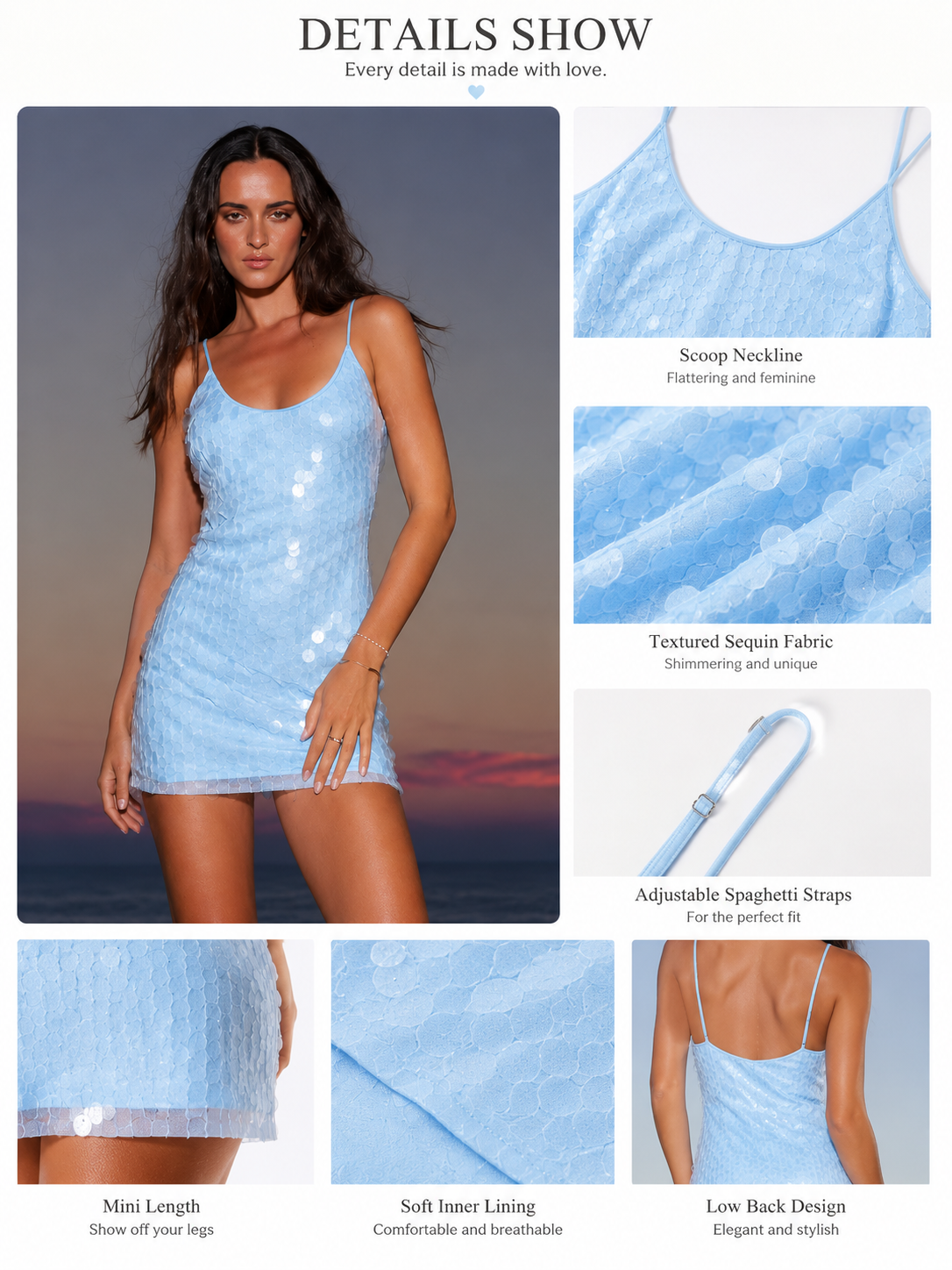 ✨ Ocean Glow Sequin Mini Dress | Date Night & Vacation Outfit