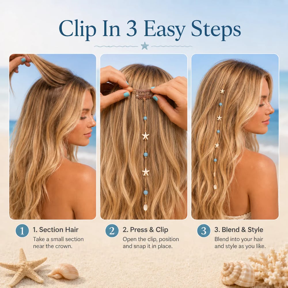 🏆BUY 1 FREE 1🌊⭐Beachy Mermaid Hair Accent