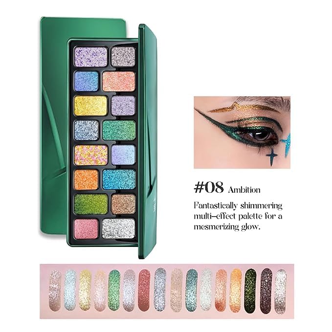 🎨16-Color Glitter Eyeshadow Palette-A bold palette for the girl who isn't afraid to shine.