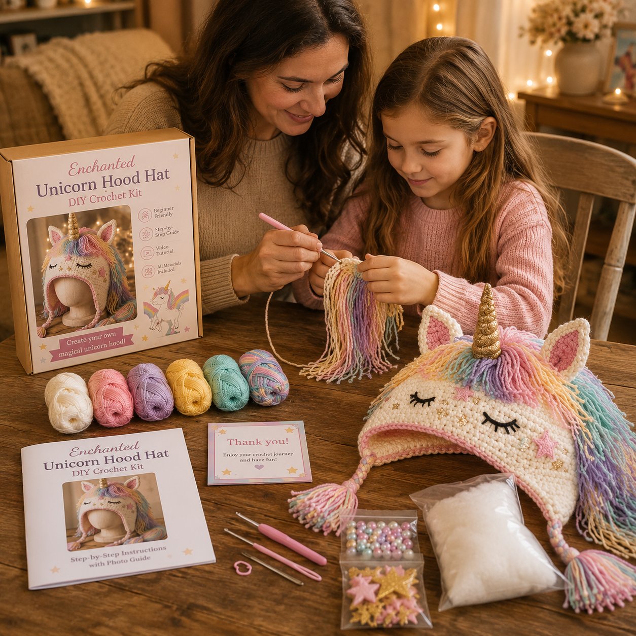🐉✨ Fantasy Hood Hat DIY Crochet Kit | Premium Soft Yarn Materials with Step-by-Step Guide DIY Handmade Wearable Character Hood 🧶🎭✨