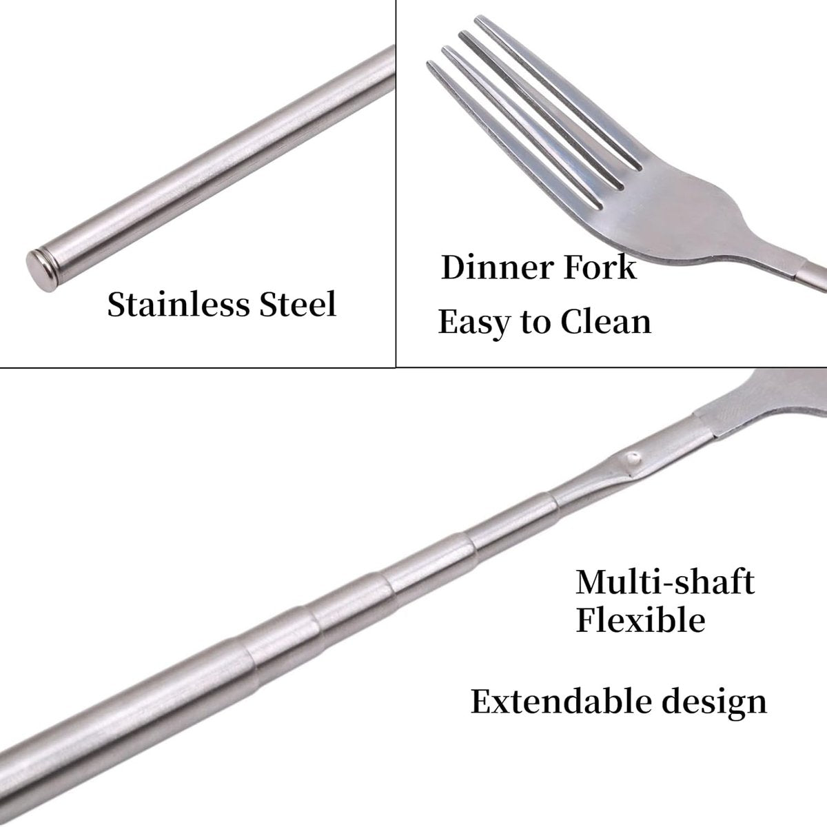 🎉Stainless steel telescopic fork– Extendable & Portable for Camping & Gatherings