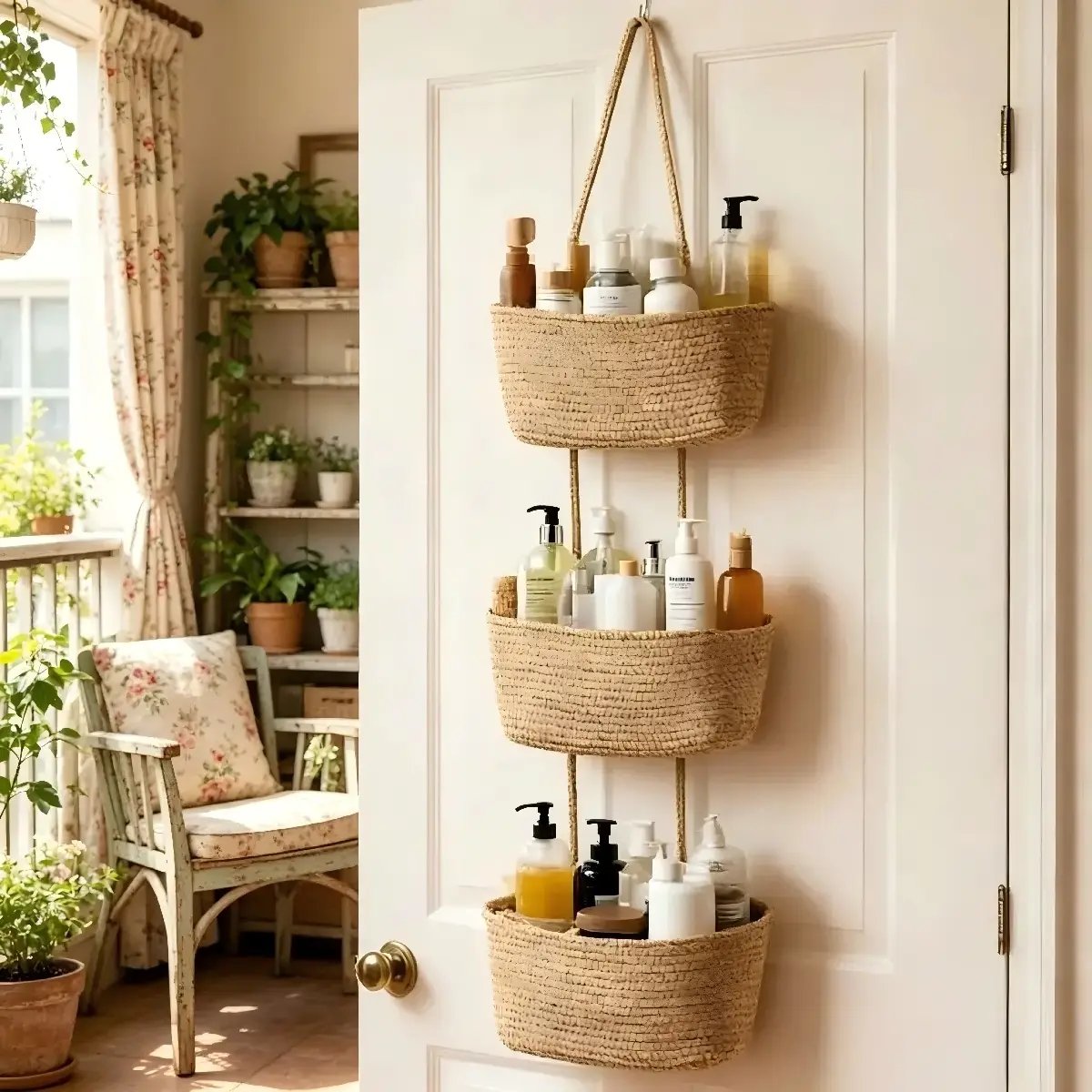 🧺 3-Tier Woven Hanging Wall & Door Basket Organizer