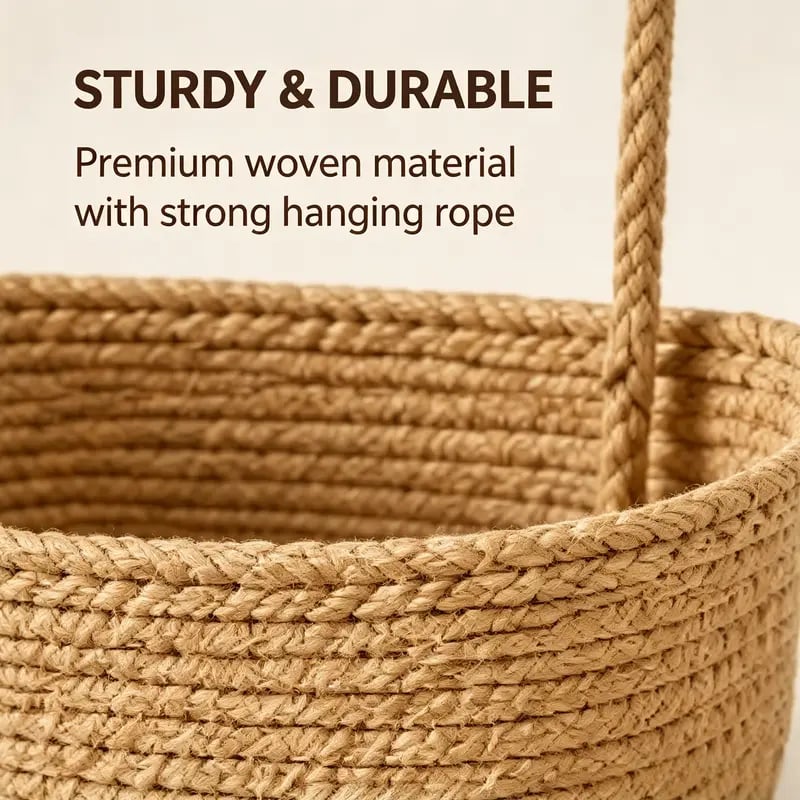 🧺 3-Tier Woven Hanging Wall & Door Basket Organizer