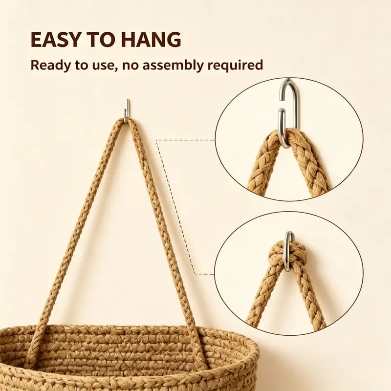 🧺 3-Tier Woven Hanging Wall & Door Basket Organizer