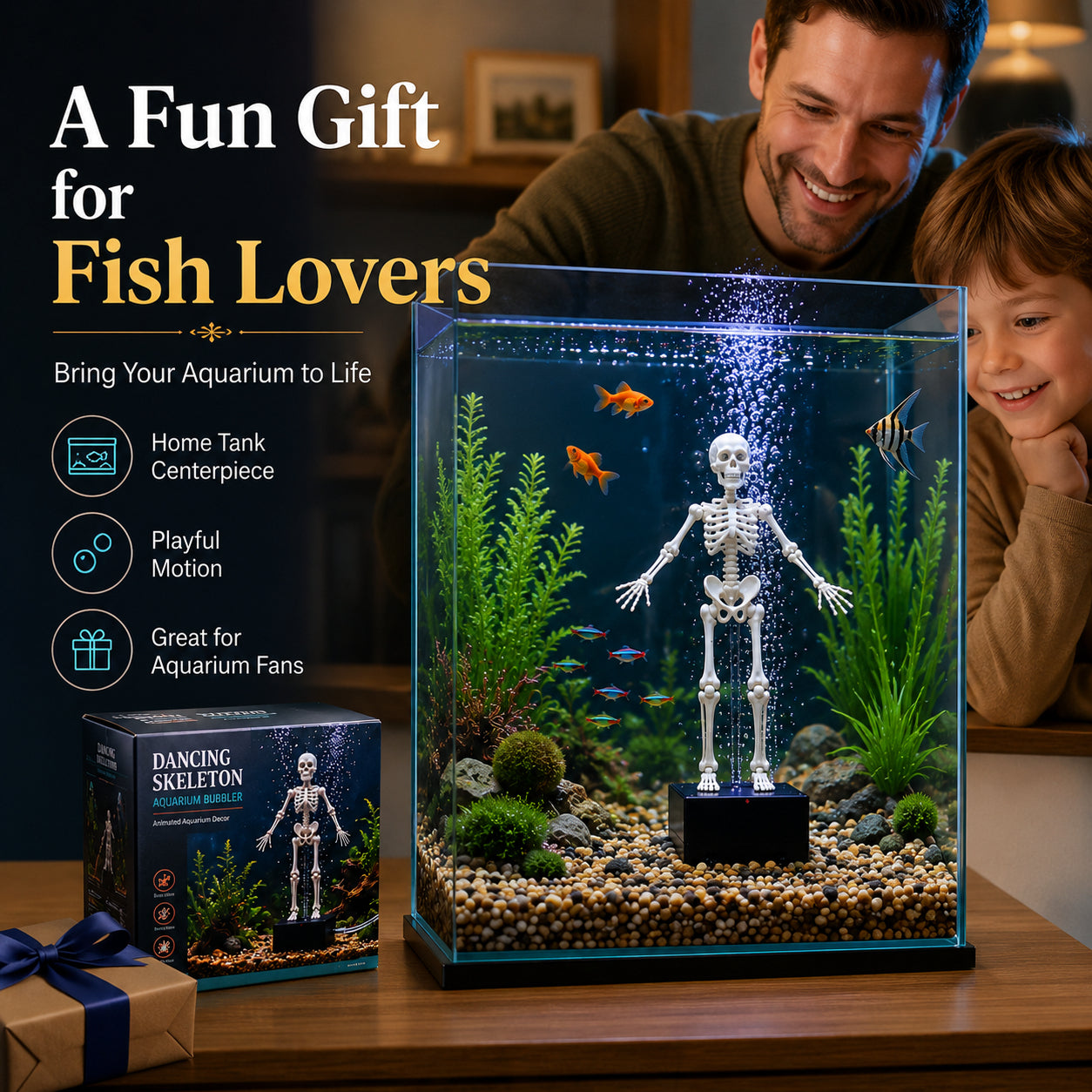 ☠️Dancing Skeleton Aquarium Bubbler—🐟Turn Your Fish Tank Into A Spooky Underwater World