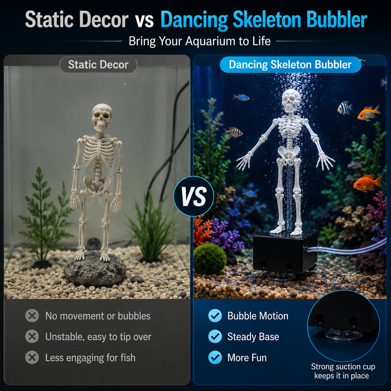 ☠️Dancing Skeleton Aquarium Bubbler—🐟Turn Your Fish Tank Into A Spooky Underwater World