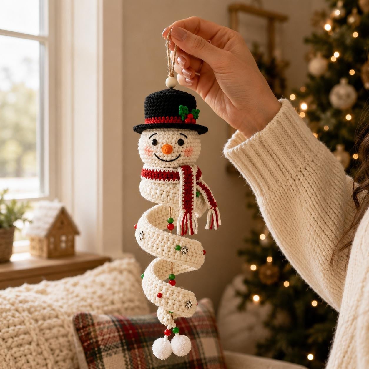 ❄️⛄️Crochet Snowman Spiral Oranment DIY Kit