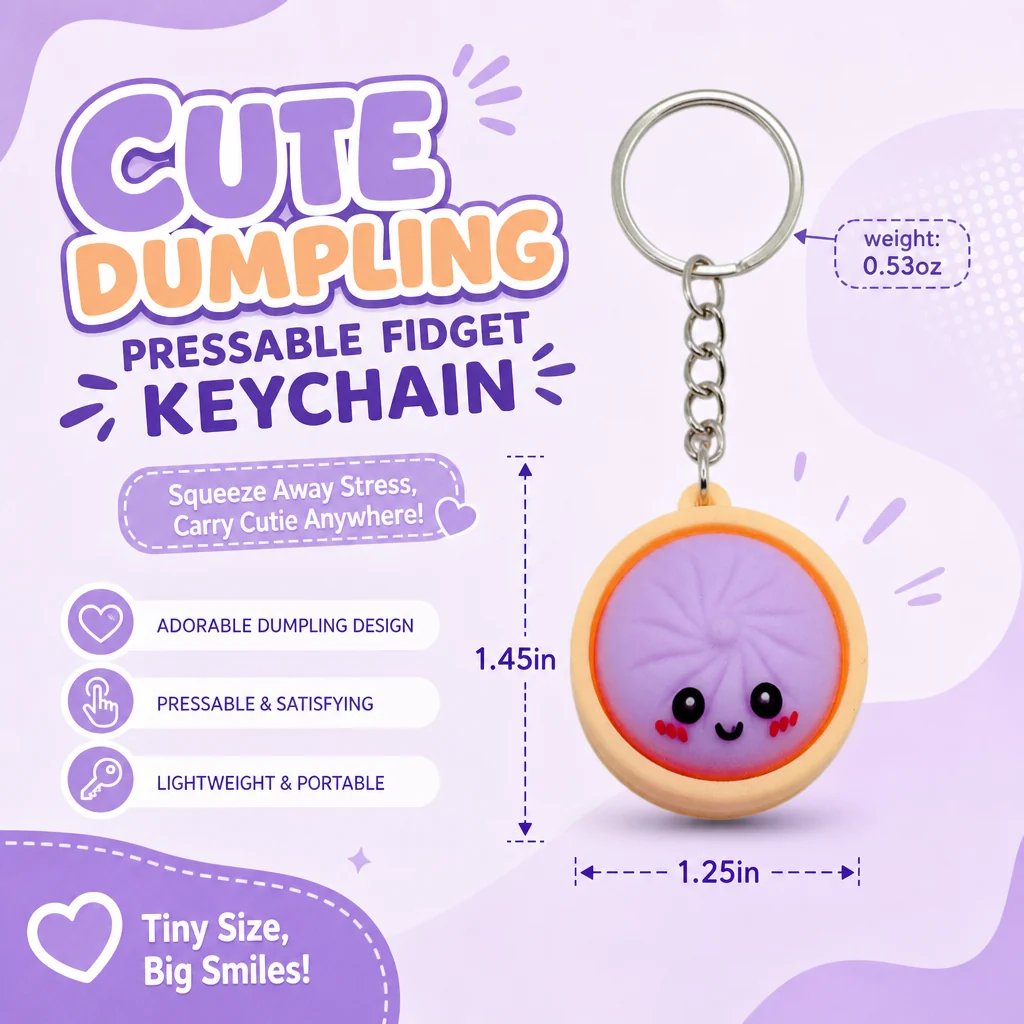 Press-to-Glow Dumpling Keychain – Cute Light-Up Fidget Toy