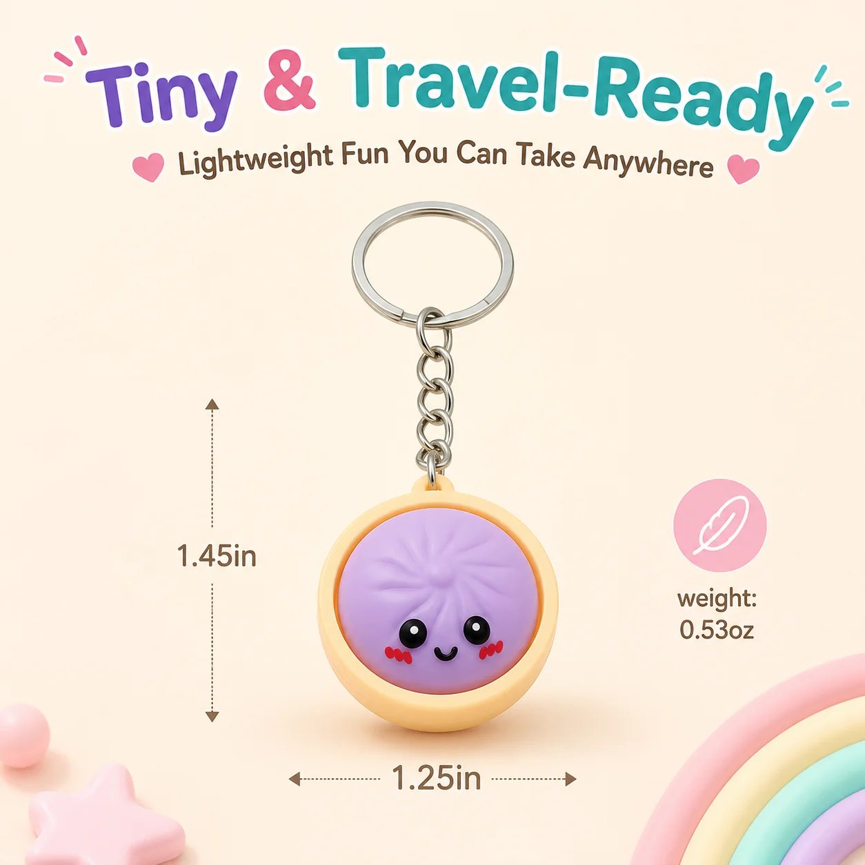 Press-to-Glow Dumpling Keychain – Cute Light-Up Fidget Toy