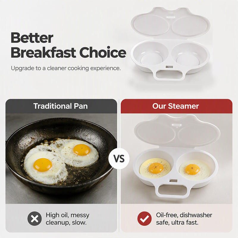 🥗🎁 50% OFF! Microwave Egg Poacher -Dual‑cavity, non‑stick & easy clean. Healthier than frying – stock up & save! 🏠✅