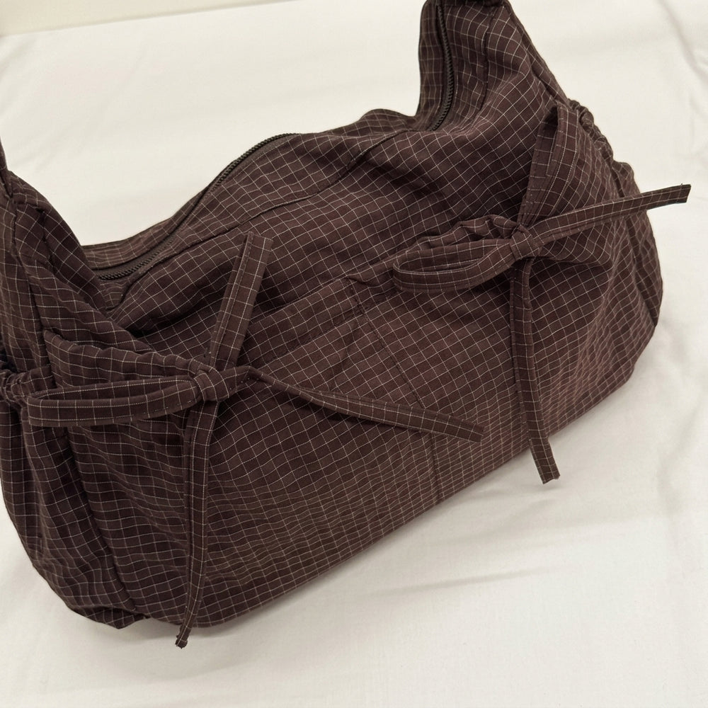 🎀Cute Feminine Double Bow Plaid Purse