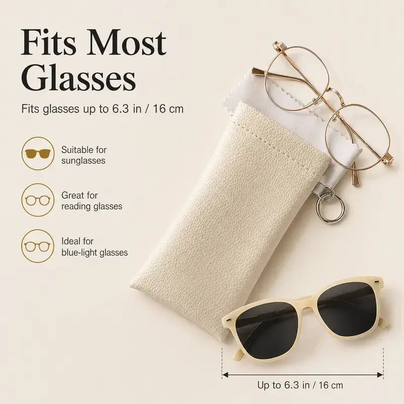 🎁Last 49% Off-Soft PU Leather Sunglasses -Pouch Elastic Opening Eyeglasses Bag