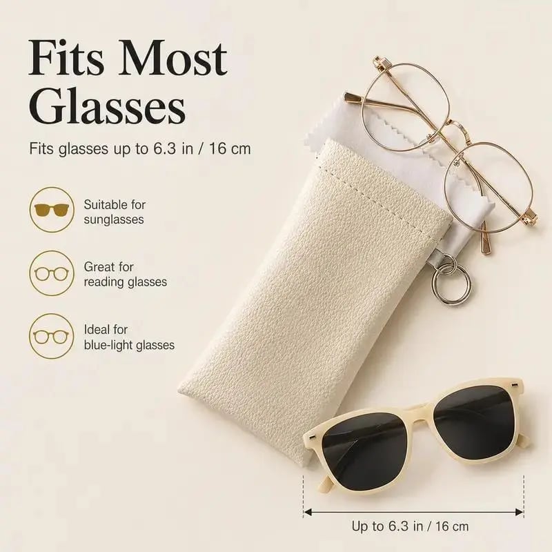 🎁Last 49% Off-Soft PU Leather Sunglasses -Pouch Elastic Opening Eyeglasses Bag