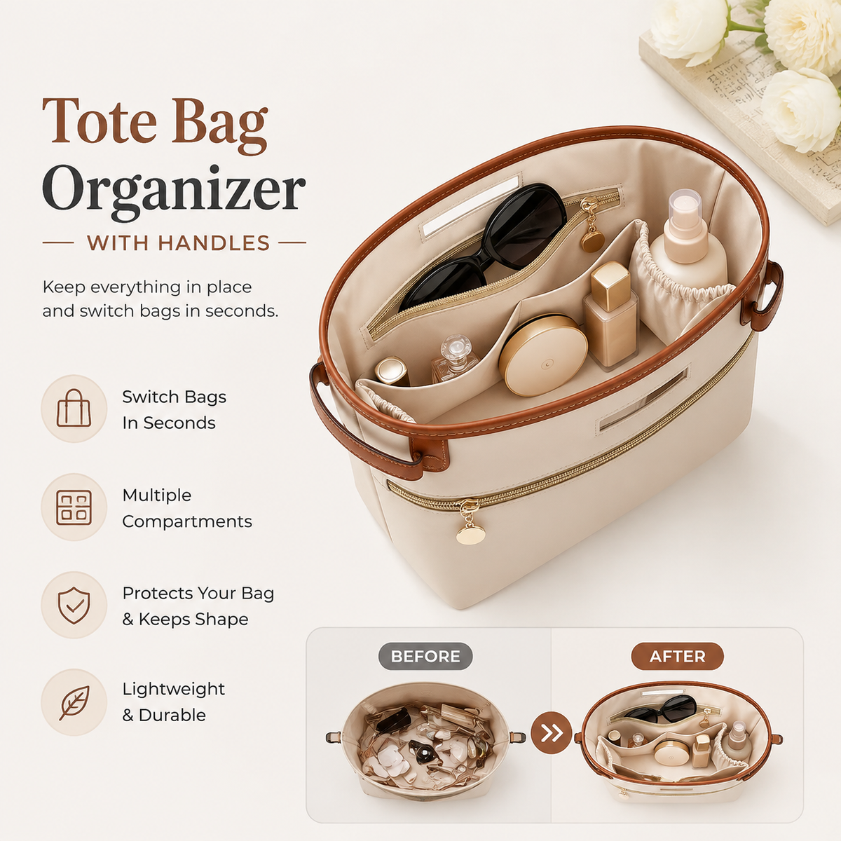 👜 Tote Bag Organizer – Switch Bags in Seconds Without Repacking