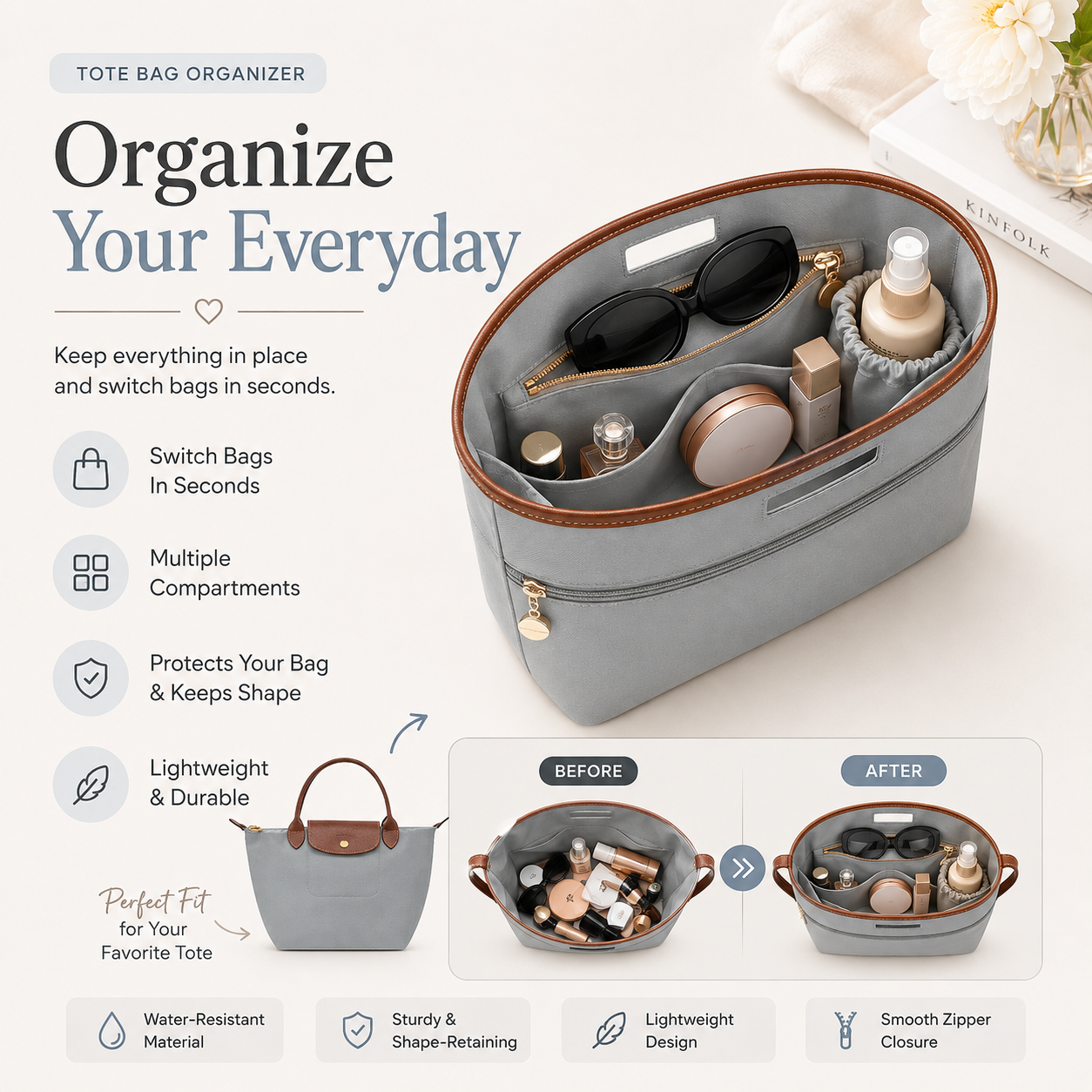 👜 Tote Bag Organizer – Switch Bags in Seconds Without Repacking