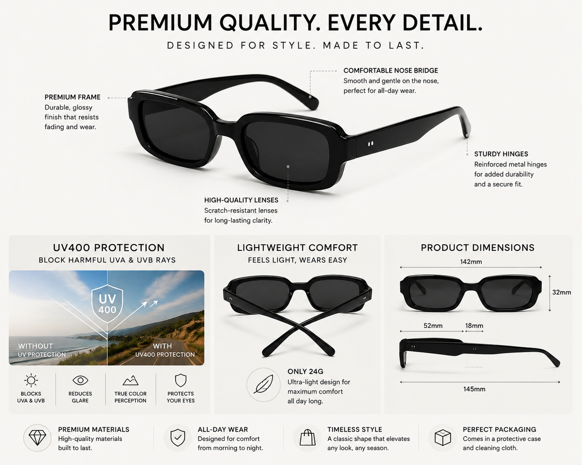 🖤 Slim-Face Rectangle Sunglasses