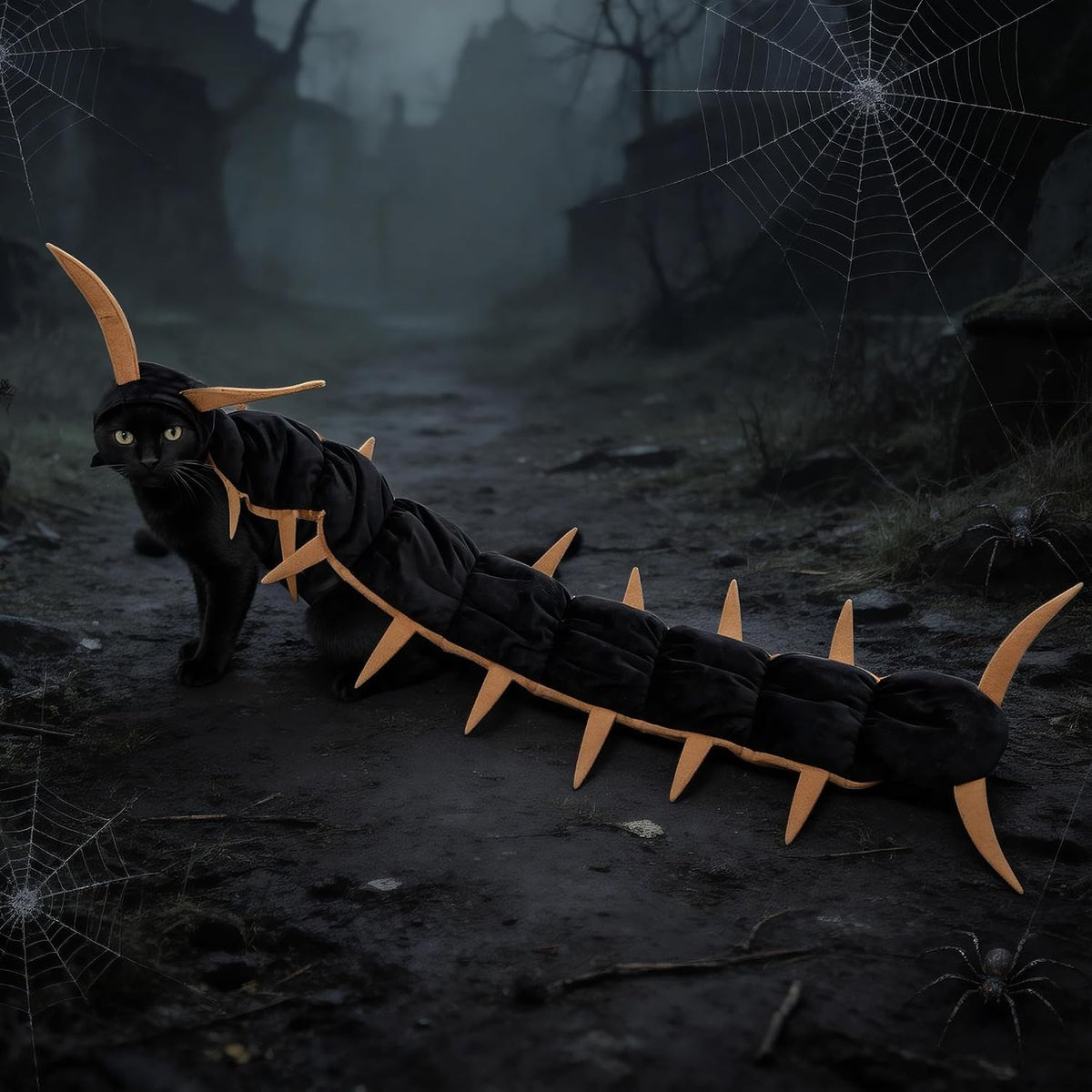 🐱🕷️Halloween Cat Centipede Costume, Funny Pet Role Play Outfit with Adjustable Shoulder Straps
