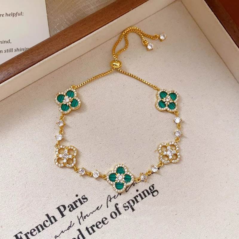 ☘️Crystal Clover Bracelets- Luxury Style 14K Gold Plated -Clover Bracelet Length Adjustable