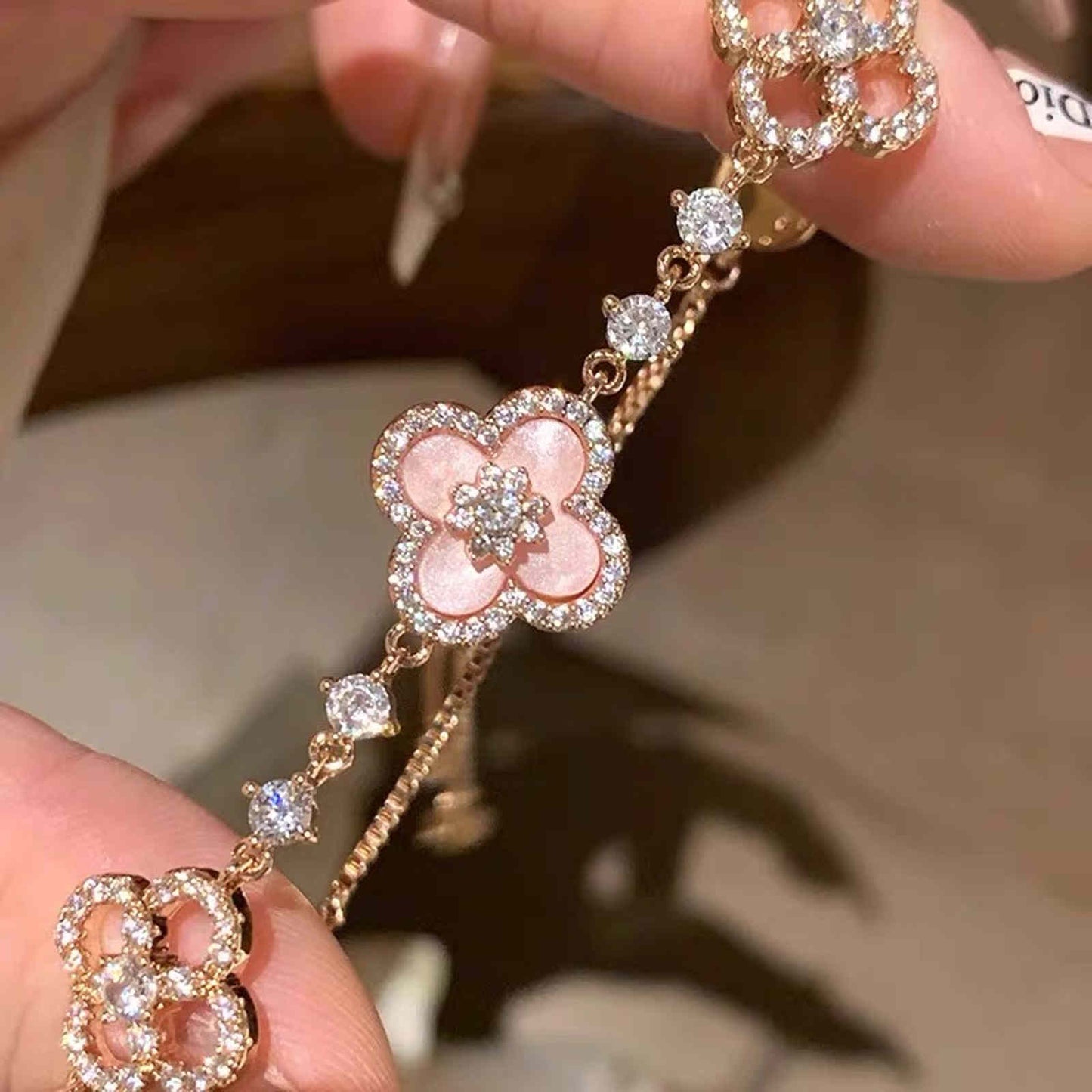 ☘️Crystal Clover Bracelets- Luxury Style 14K Gold Plated -Clover Bracelet Length Adjustable