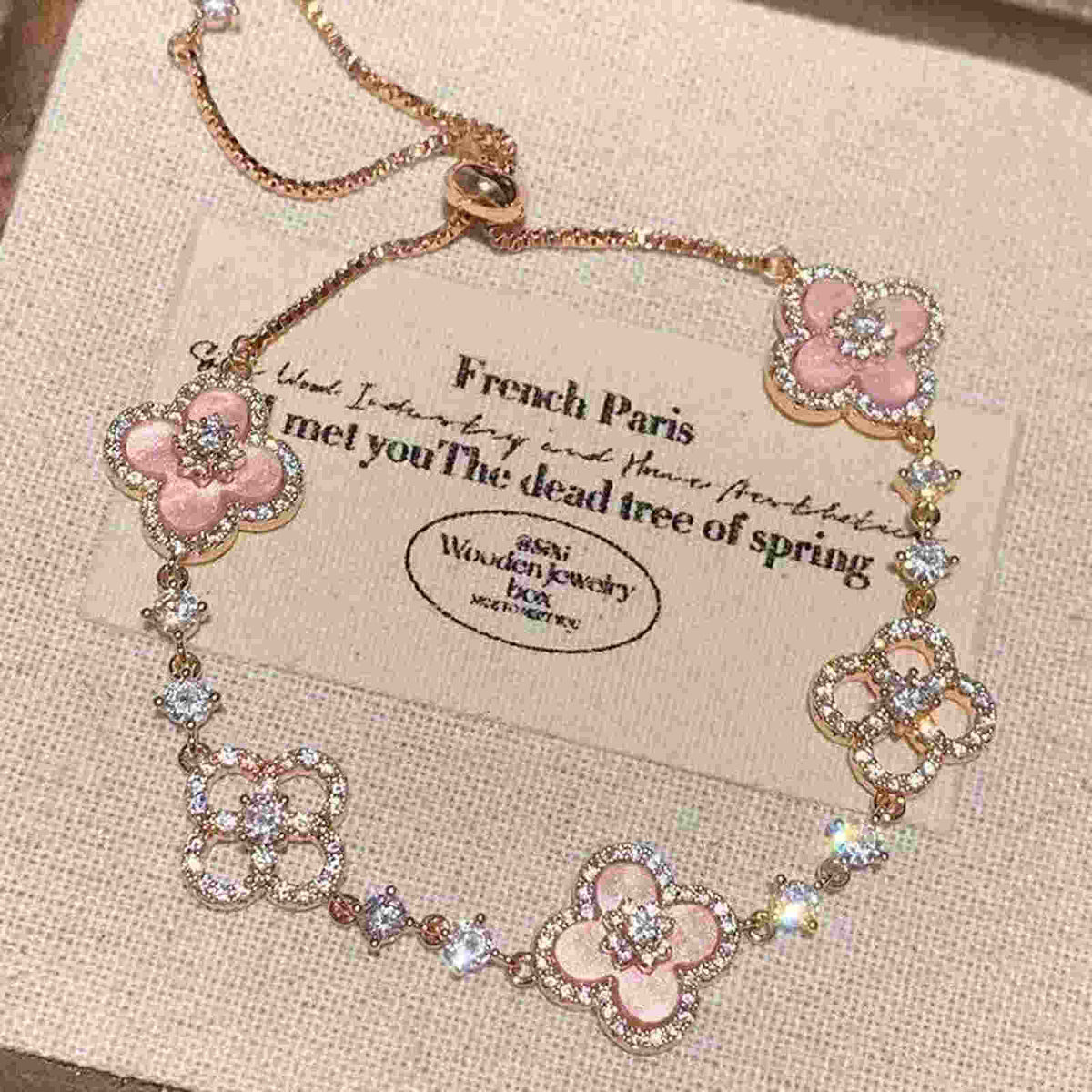 ☘️Crystal Clover Bracelets- Luxury Style 14K Gold Plated -Clover Bracelet Length Adjustable
