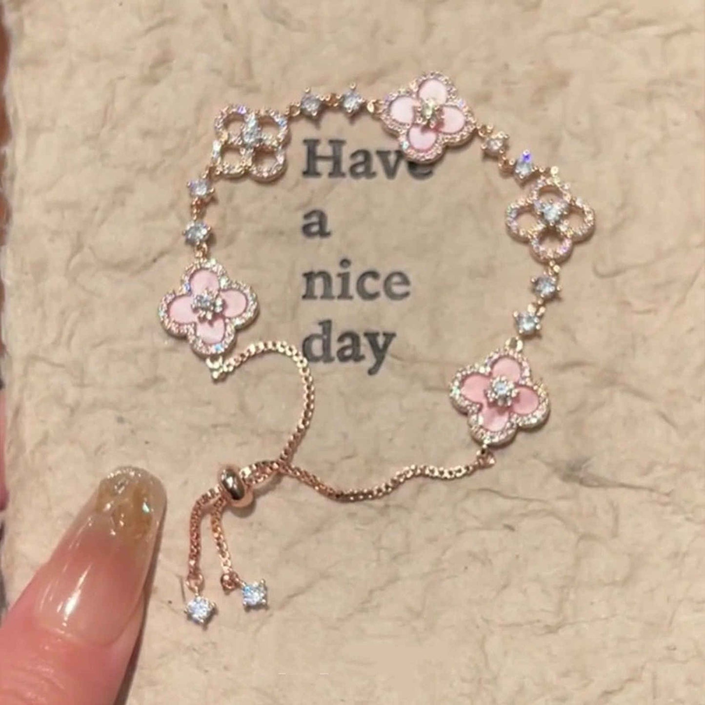 ☘️Crystal Clover Bracelets- Luxury Style 14K Gold Plated -Clover Bracelet Length Adjustable