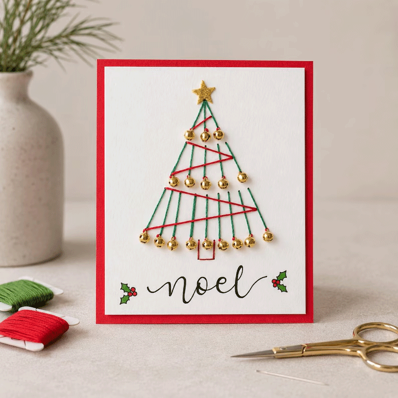 🎄Christmas Thread Art Card Kit – Create Beautiful Handmade Holiday Cards ✨