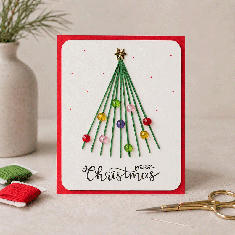 🎄Christmas Thread Art Card Kit – Create Beautiful Handmade Holiday Cards ✨