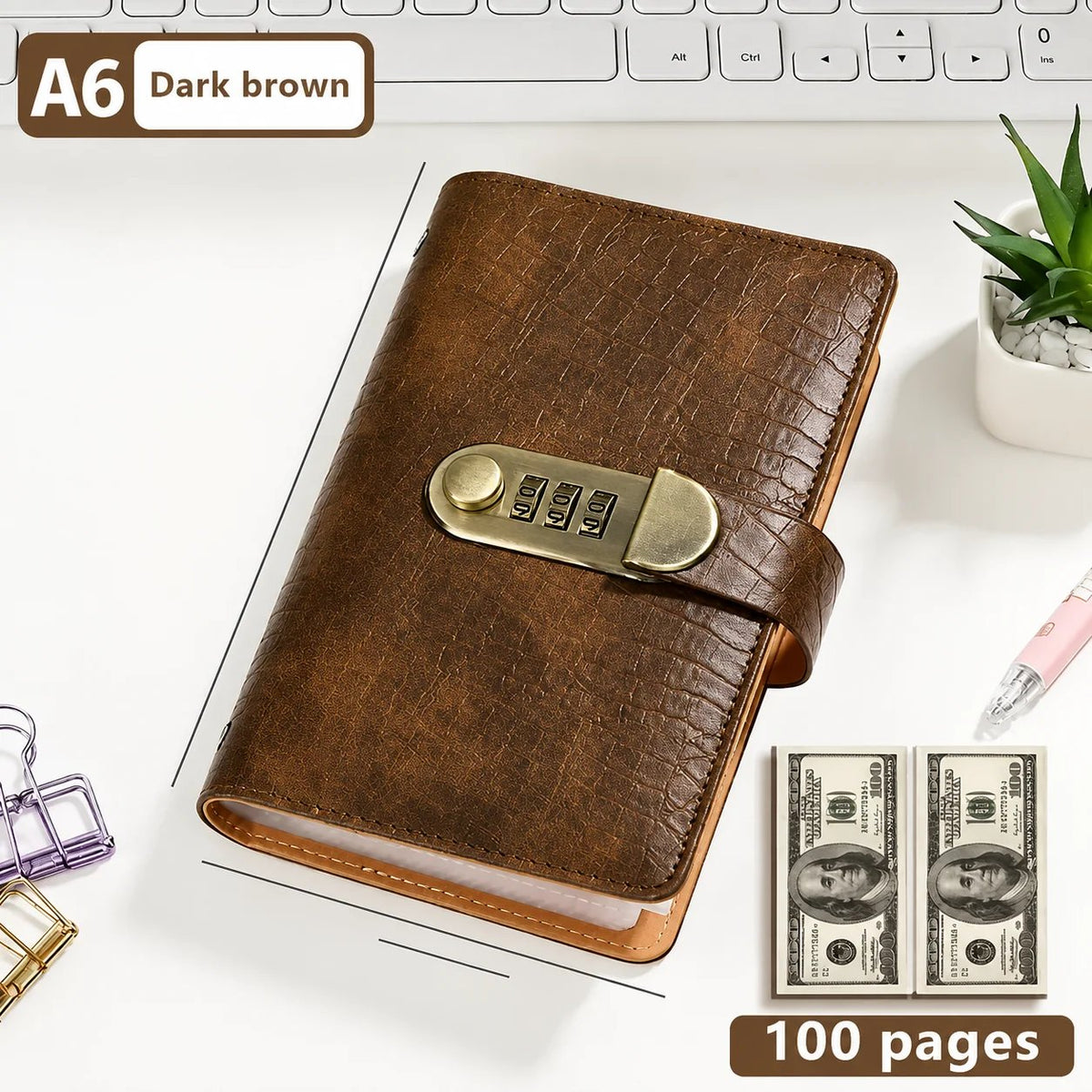 💵100-Pocket Currency Collector Album with Combination Lock