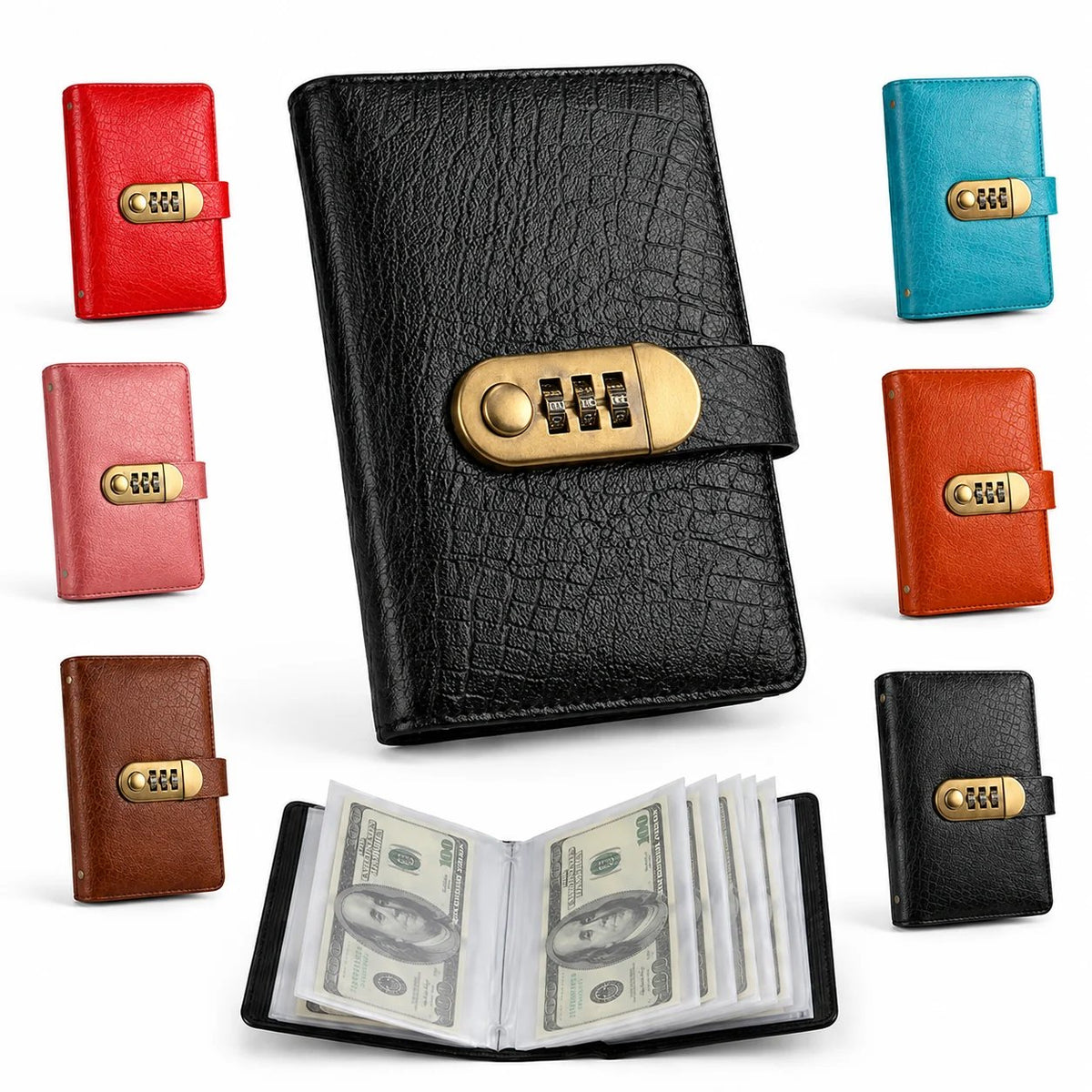 💵100-Pocket Currency Collector Album with Combination Lock