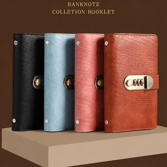 💵100-Pocket Currency Collector Album with Combination Lock