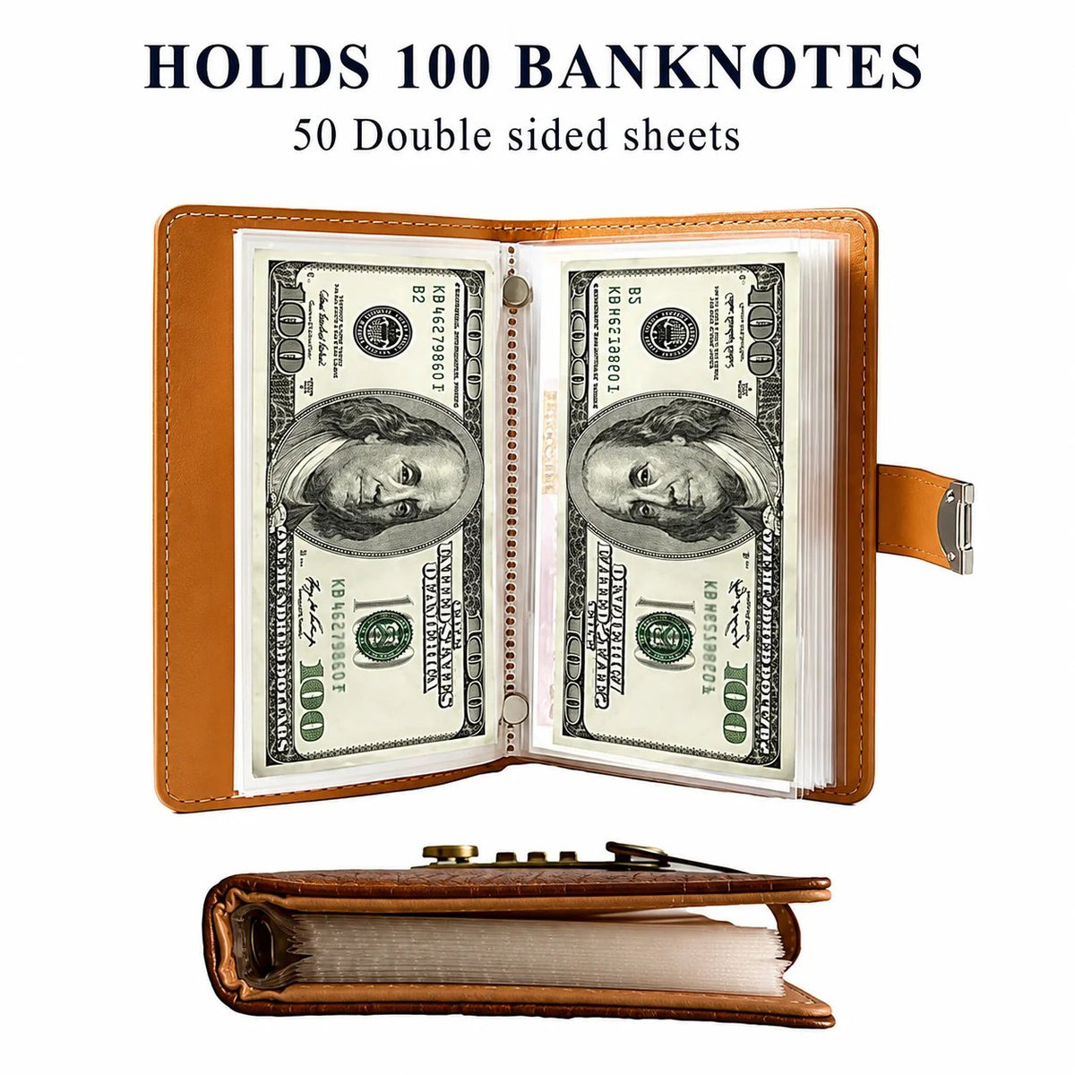 💵100-Pocket Currency Collector Album with Combination Lock