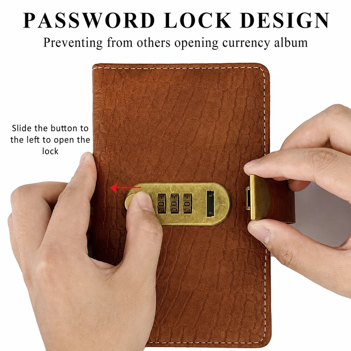 💵100-Pocket Currency Collector Album with Combination Lock