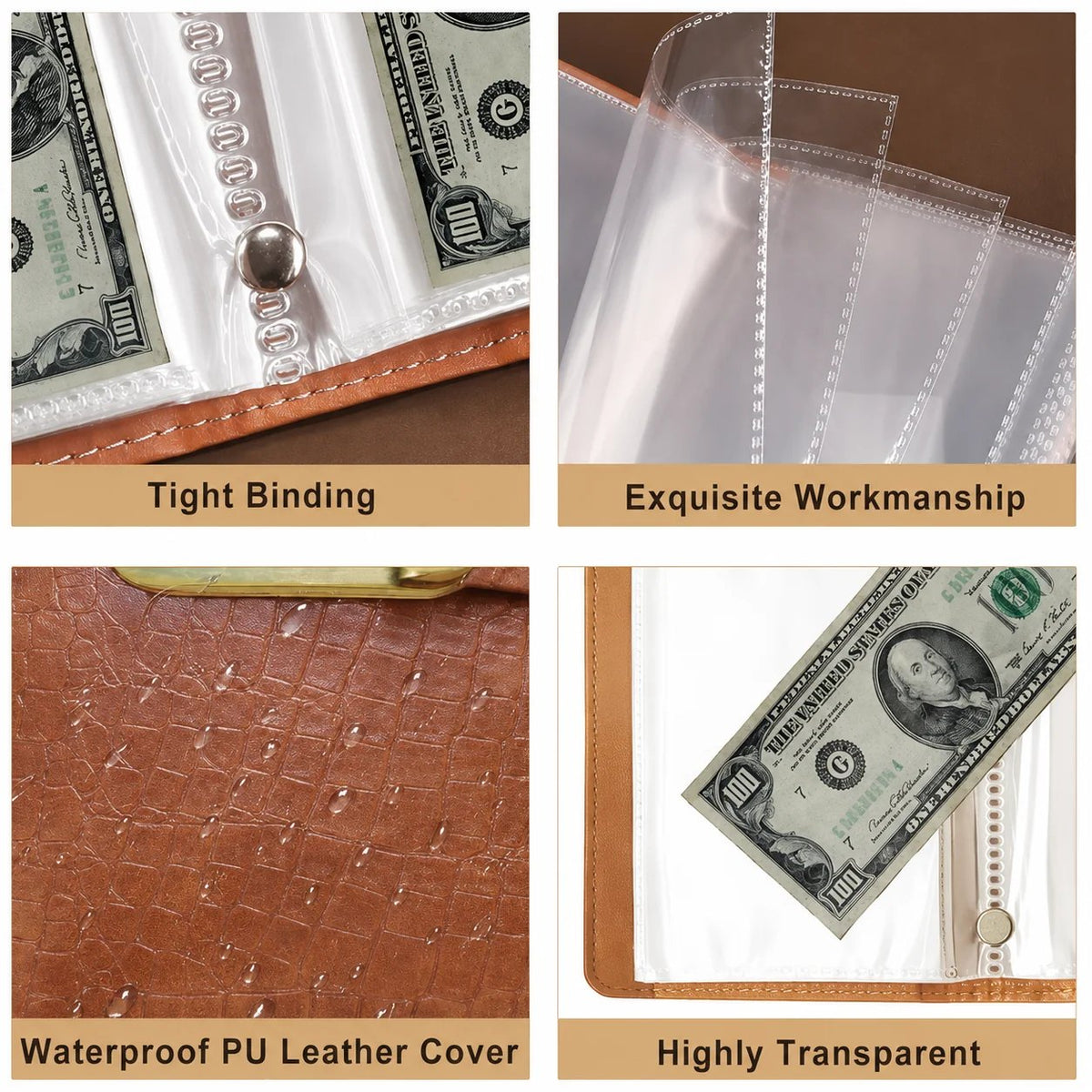 💵100-Pocket Currency Collector Album with Combination Lock
