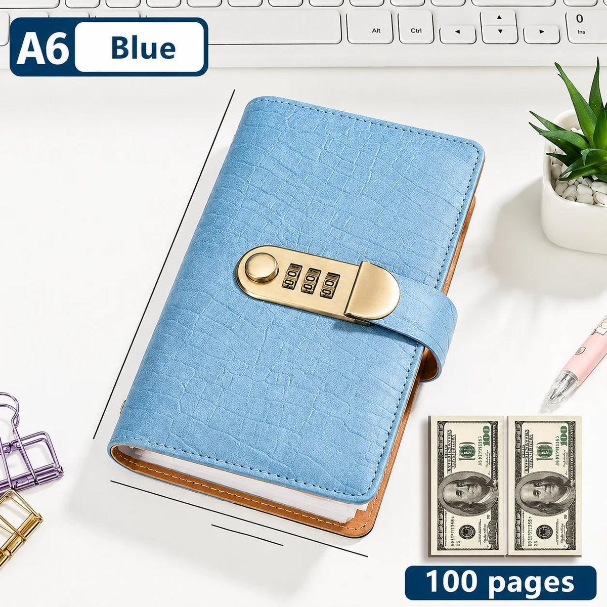 💵100-Pocket Currency Collector Album with Combination Lock