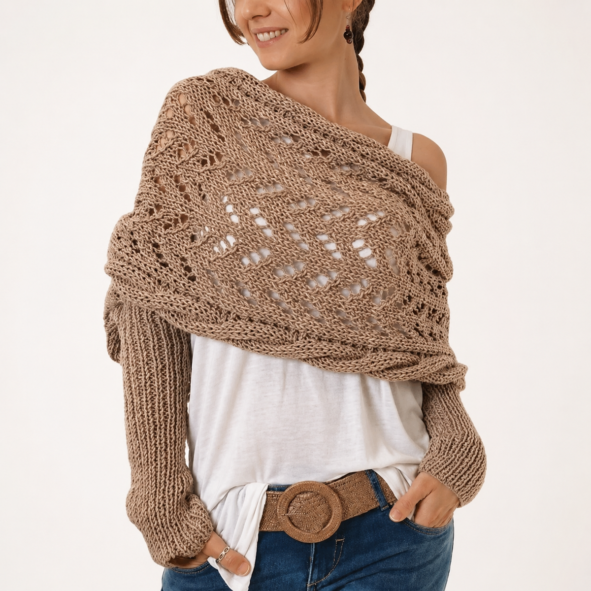 🧣Cozy Knit Wrap Shawl – Effortless Fall Layer