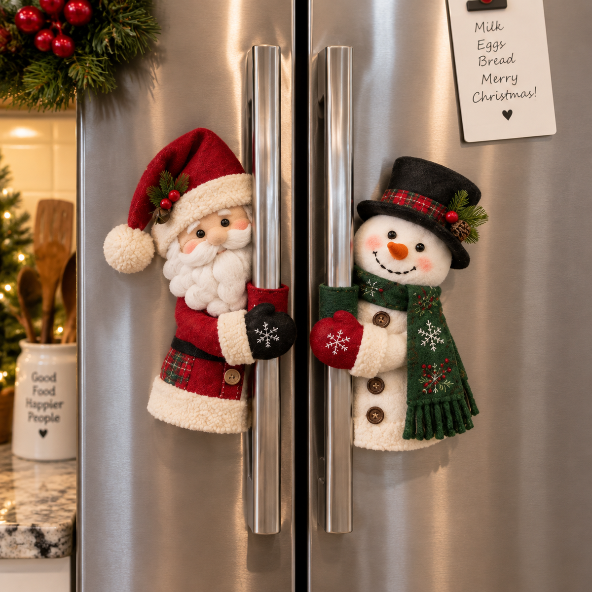 🎄Christmas Santa & Snowman Kitchen Decor – Set of 2