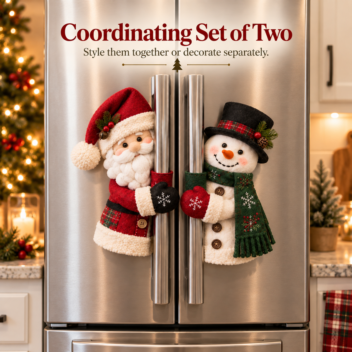 🎄Christmas Santa & Snowman Kitchen Decor – Set of 2