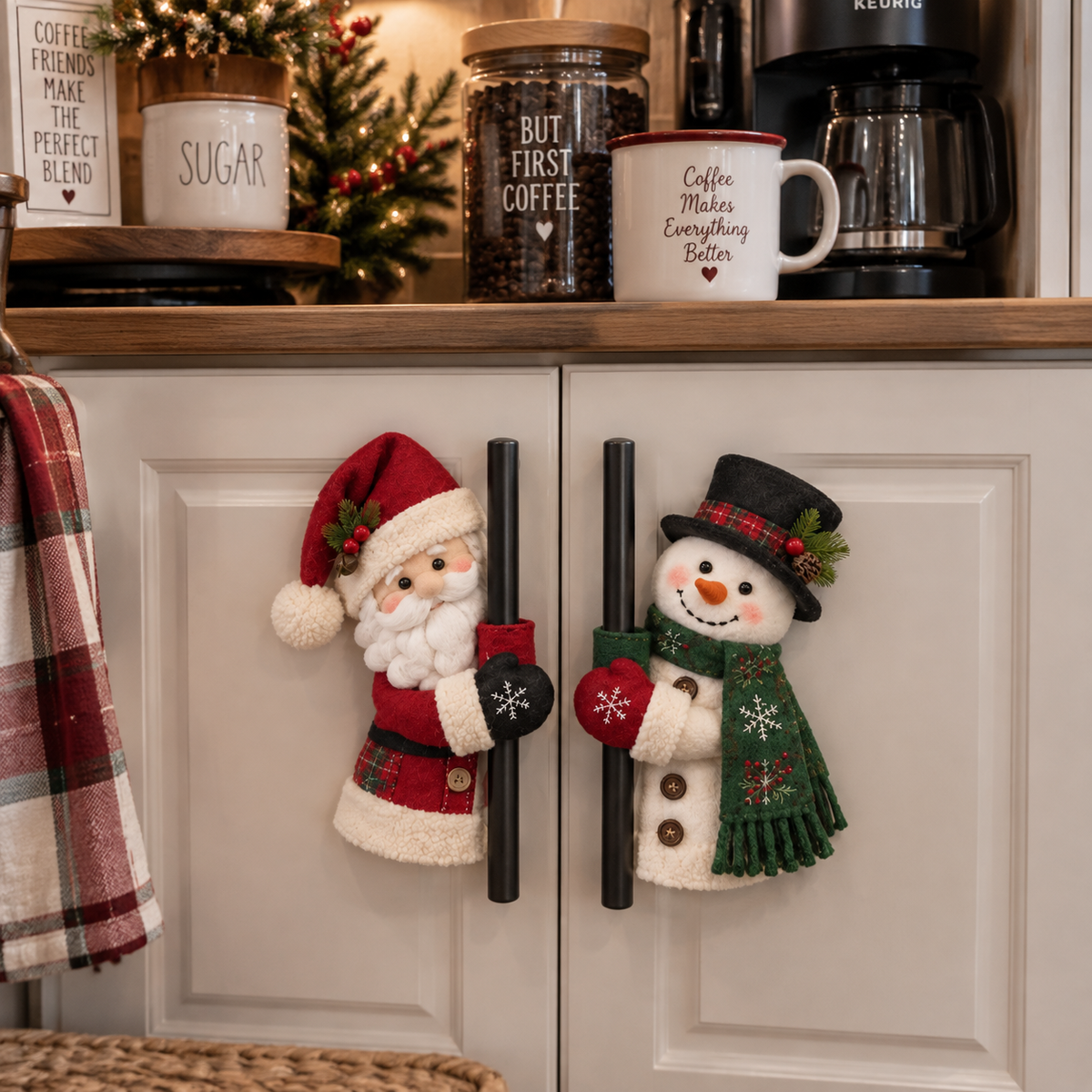 🎄Christmas Santa & Snowman Kitchen Decor – Set of 2