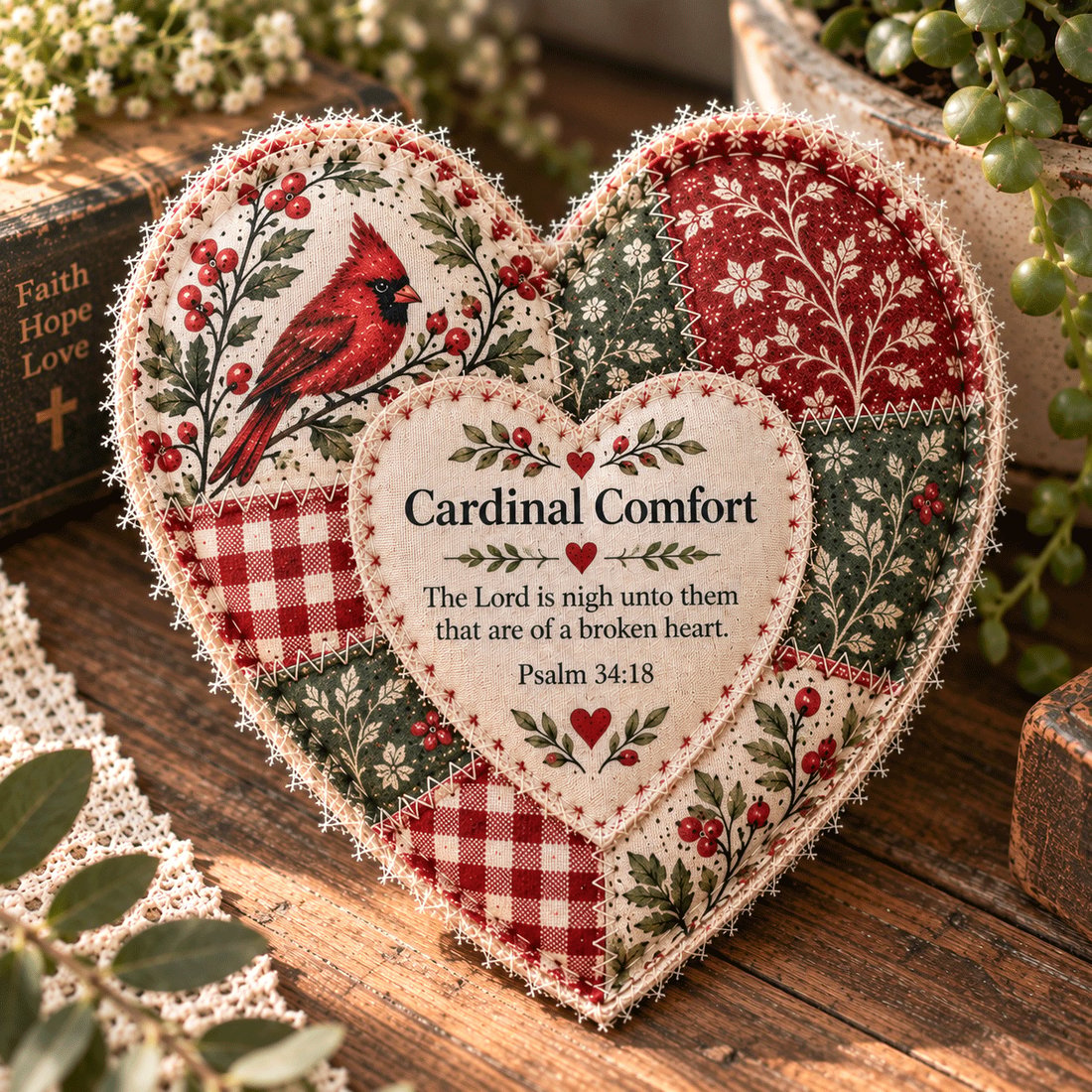💗Faith & Comfort Patchwork Heart Decor –A Little Reminder That You’re Never Alone（🎁 Buy 2, Get 1 FREE）