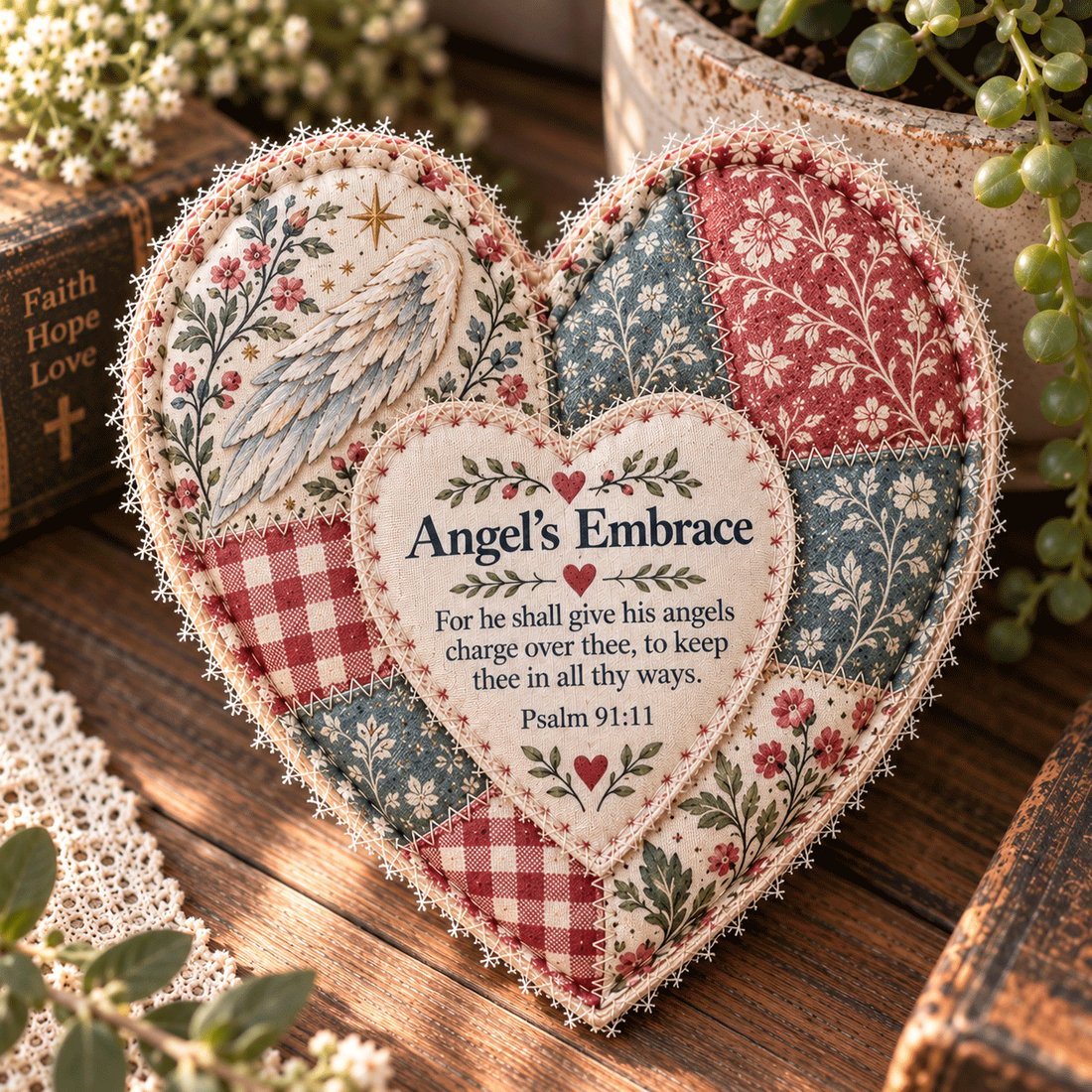 💗Faith & Comfort Patchwork Heart Decor –A Little Reminder That You’re Never Alone（🎁 Buy 2, Get 1 FREE）