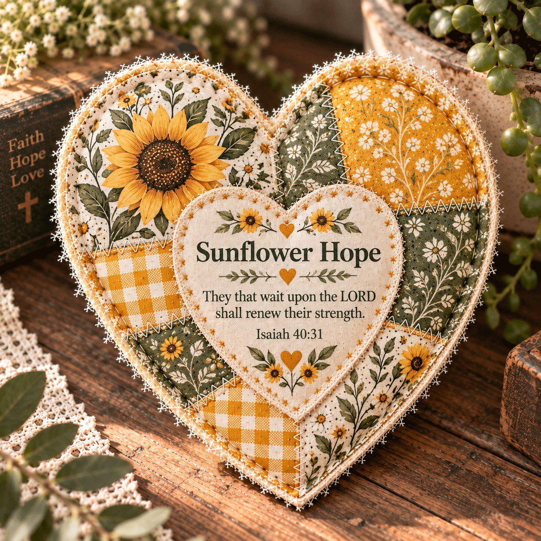 💗Faith & Comfort Patchwork Heart Decor –A Little Reminder That You’re Never Alone（🎁 Buy 2, Get 1 FREE）