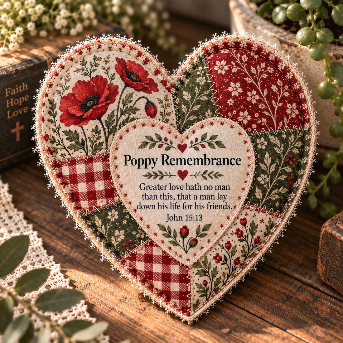 💗Faith & Comfort Patchwork Heart Decor –A Little Reminder That You’re Never Alone（🎁 Buy 2, Get 1 FREE）