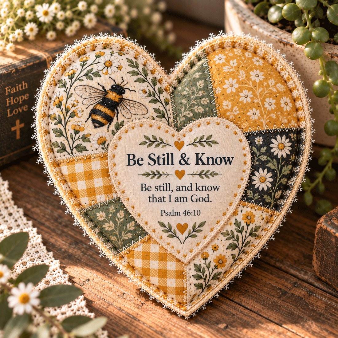 💗Faith & Comfort Patchwork Heart Decor –A Little Reminder That You’re Never Alone（🎁 Buy 2, Get 1 FREE）