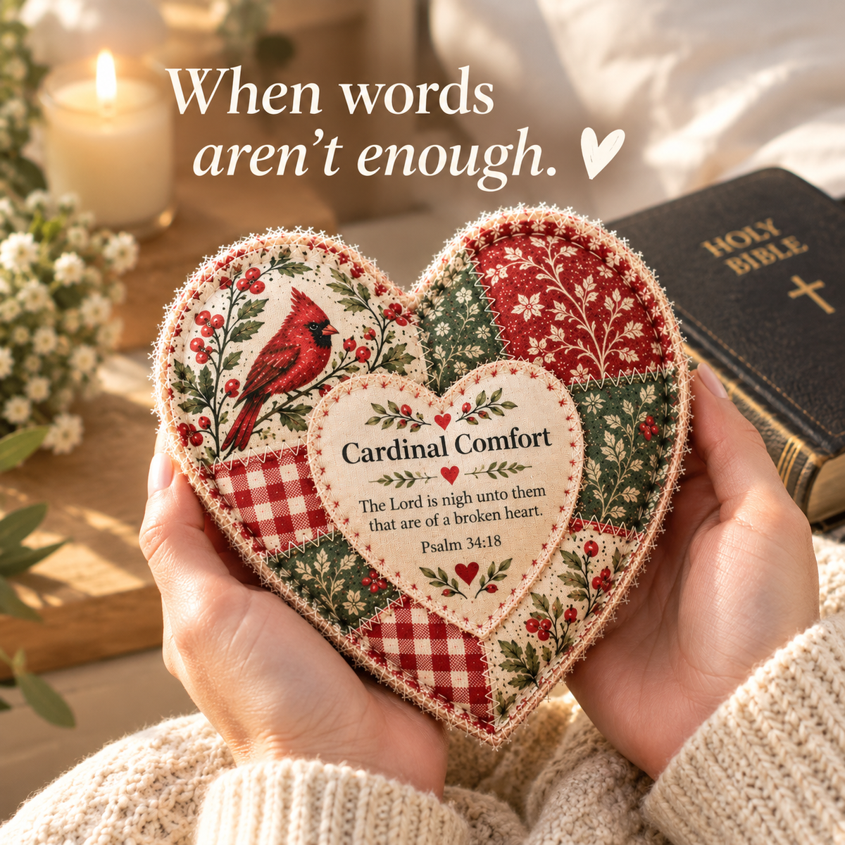💗Faith & Comfort Patchwork Heart Decor –A Little Reminder That You’re Never Alone（🎁 Buy 2, Get 1 FREE）