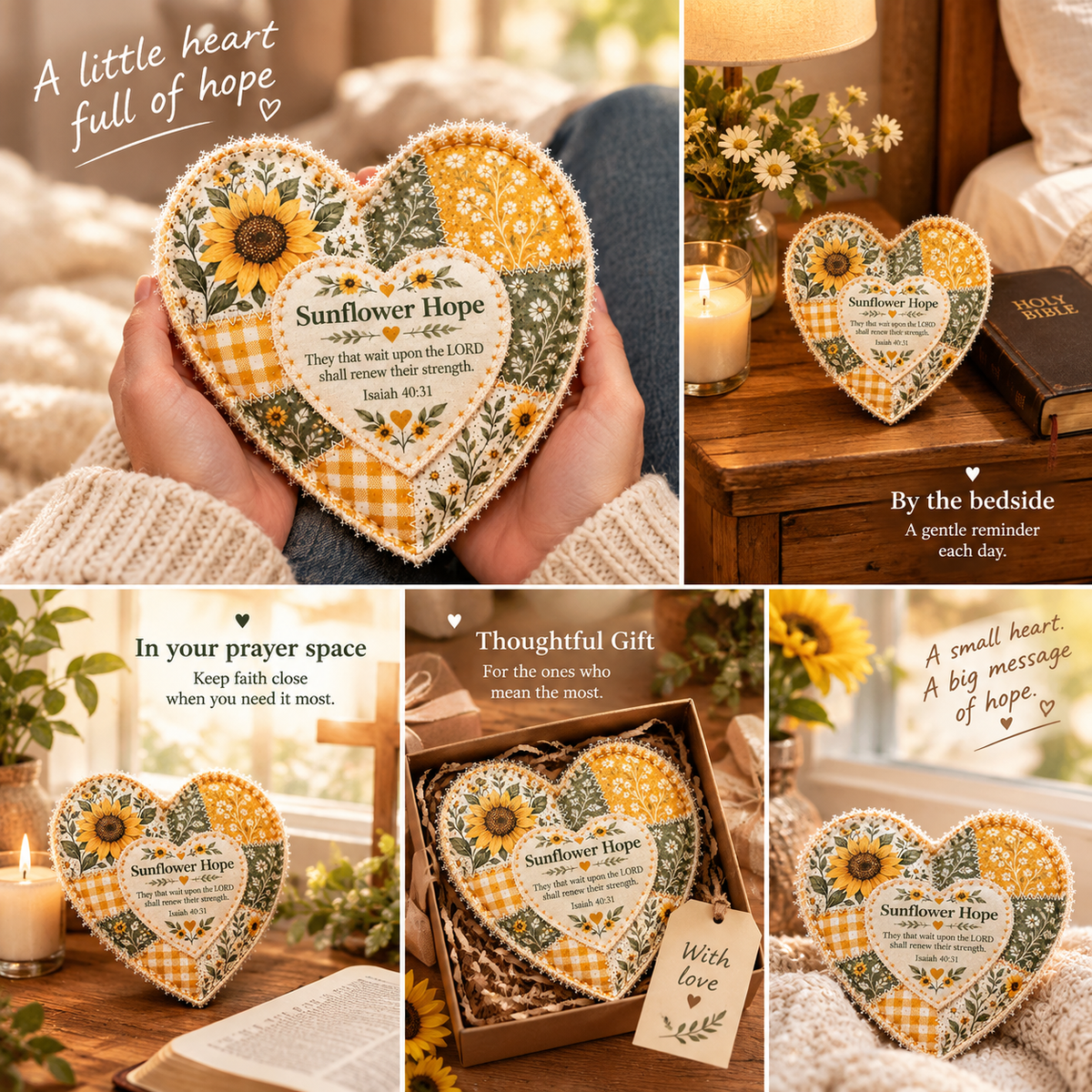 💗Faith & Comfort Patchwork Heart Decor –A Little Reminder That You’re Never Alone（🎁 Buy 2, Get 1 FREE）