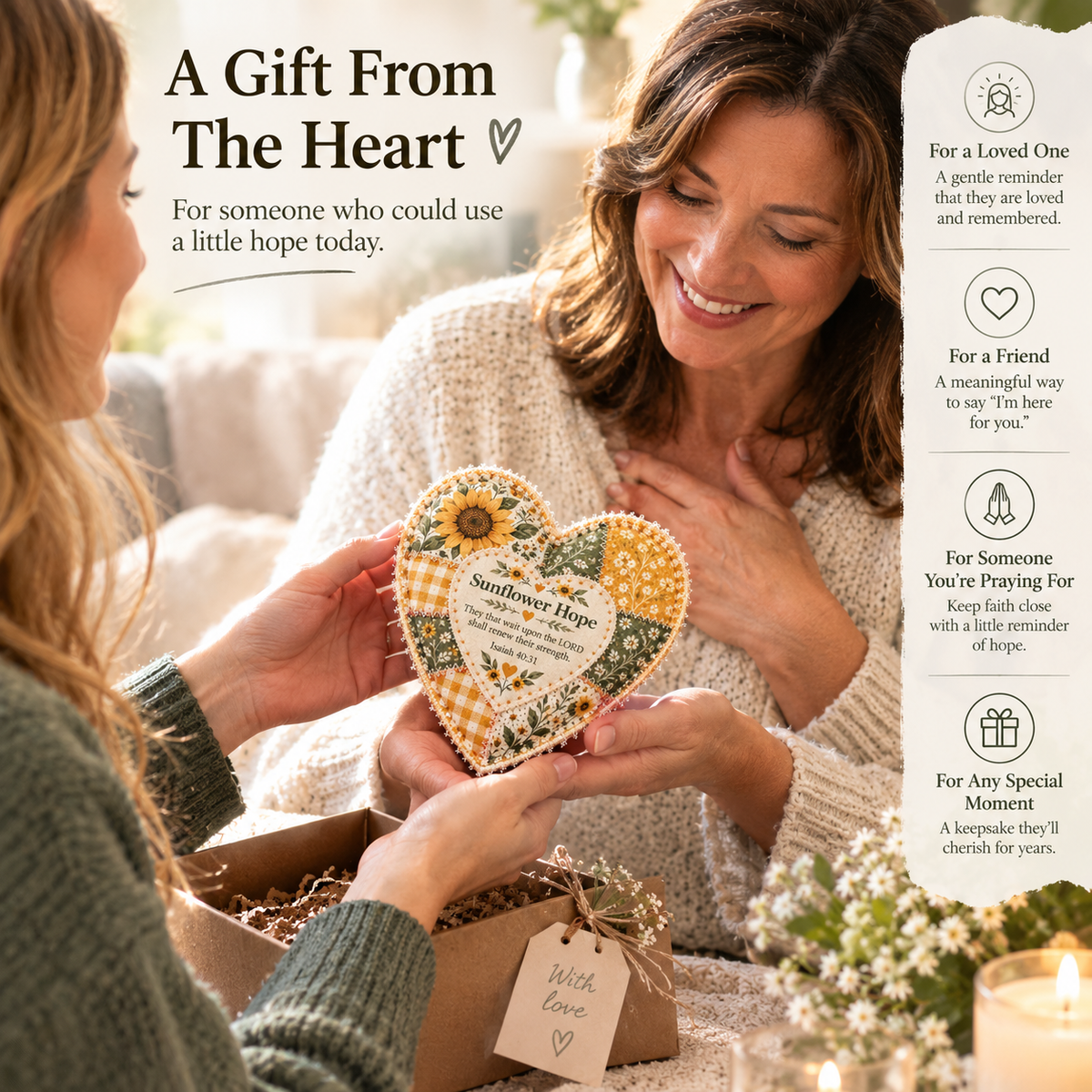 💗Faith & Comfort Patchwork Heart Decor –A Little Reminder That You’re Never Alone（🎁 Buy 2, Get 1 FREE）