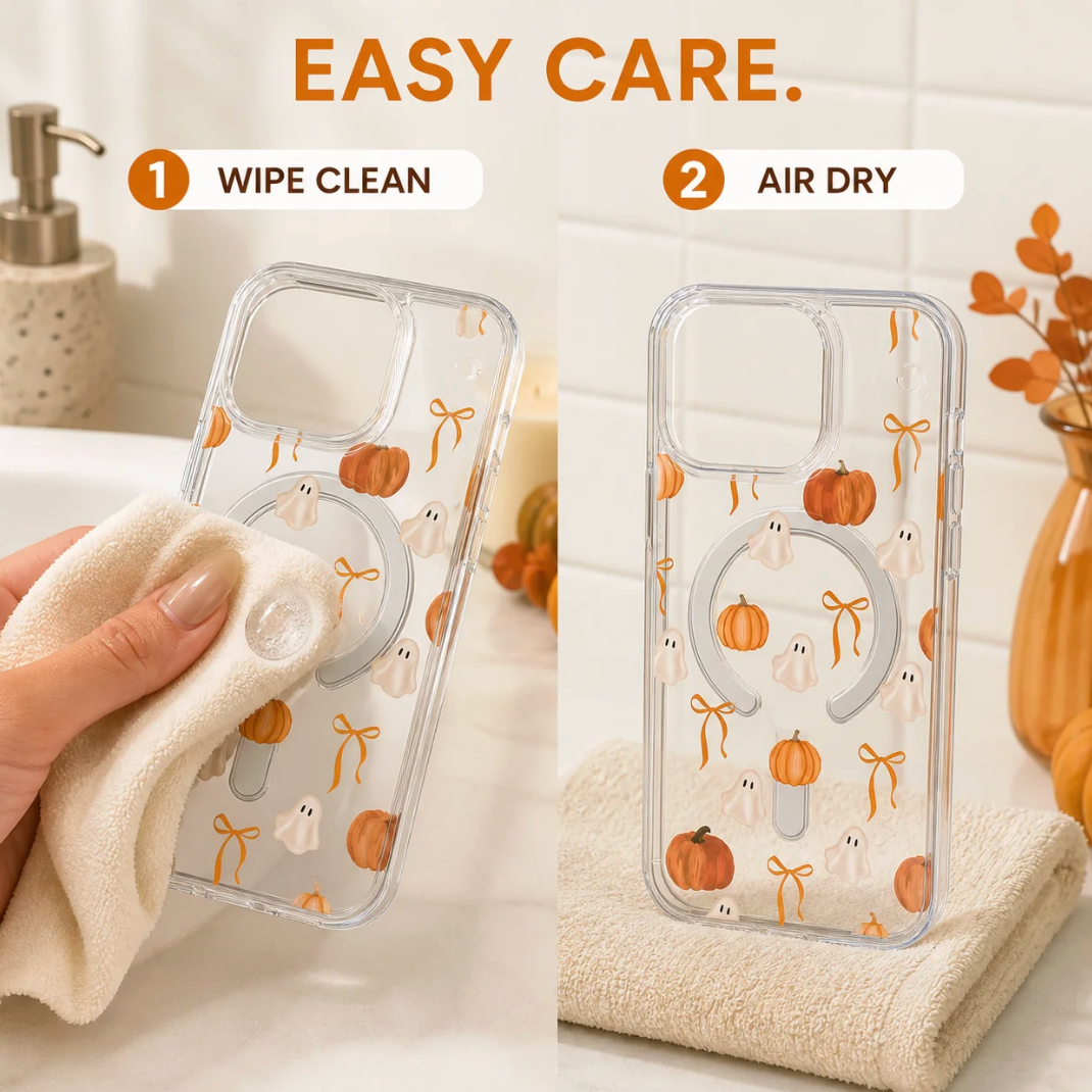 🎃Halloween Decorations🎃Ghost Pumpkin Orange Bow Watercolor Phone Case for iPhone 17-11 Pro Max