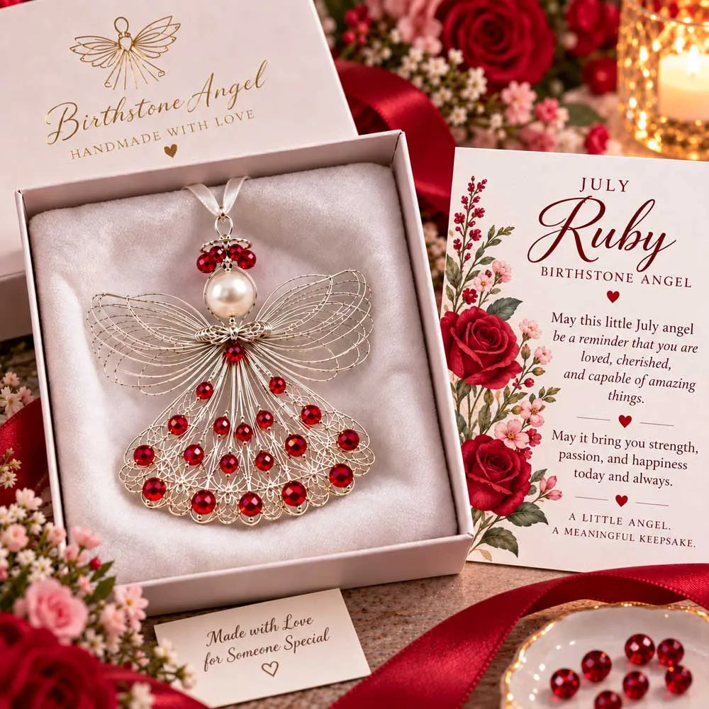 BUY 3 GET 1 FREE– 👼Handmade Birthstone Angel Wire Ornament |12 Meaningful Birthstone Colors with Keepsake Card ✨