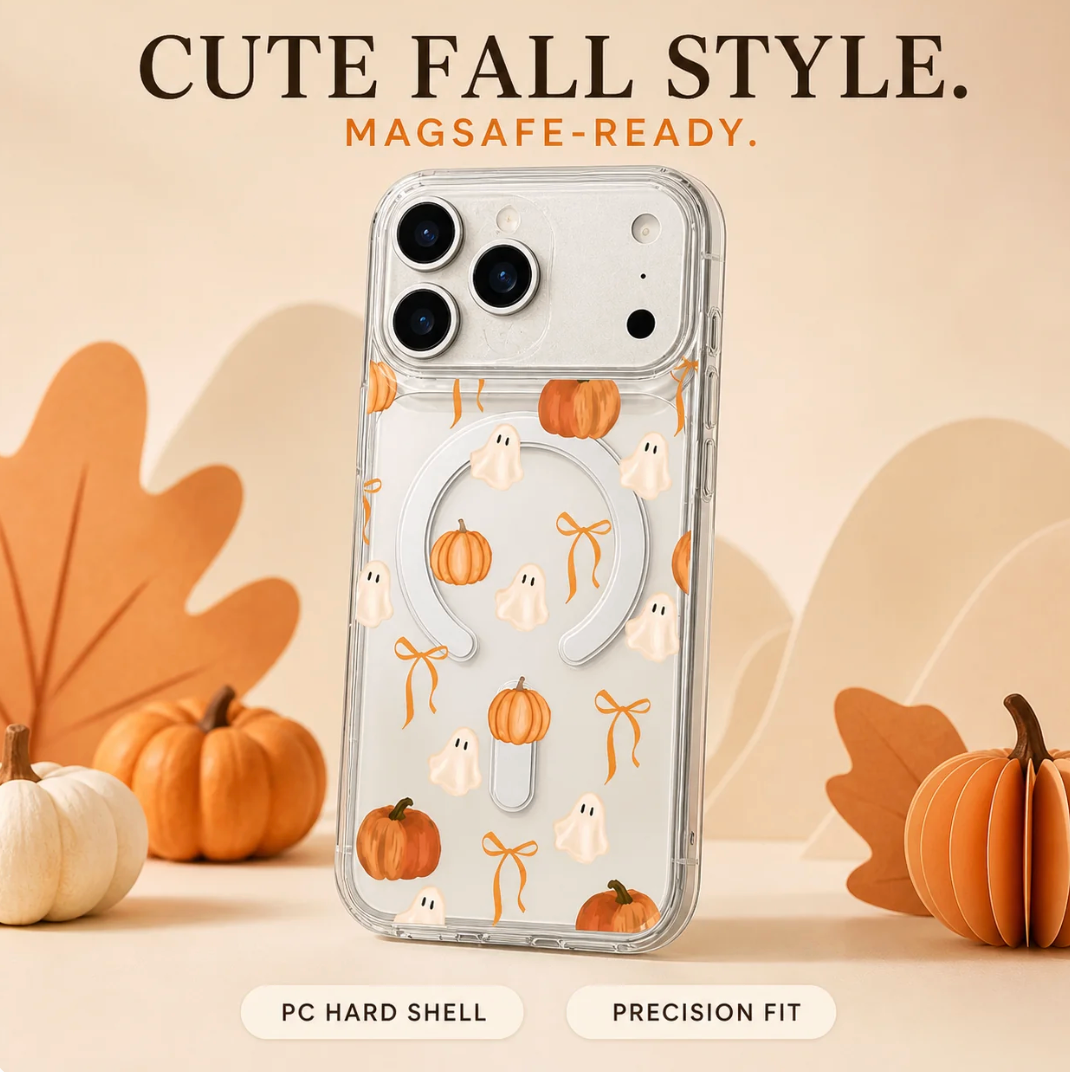 🎃Halloween Decorations🎃Ghost Pumpkin Orange Bow Watercolor Phone Case for iPhone 17-11 Pro Max